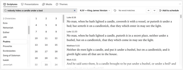 Find a verse from an idea